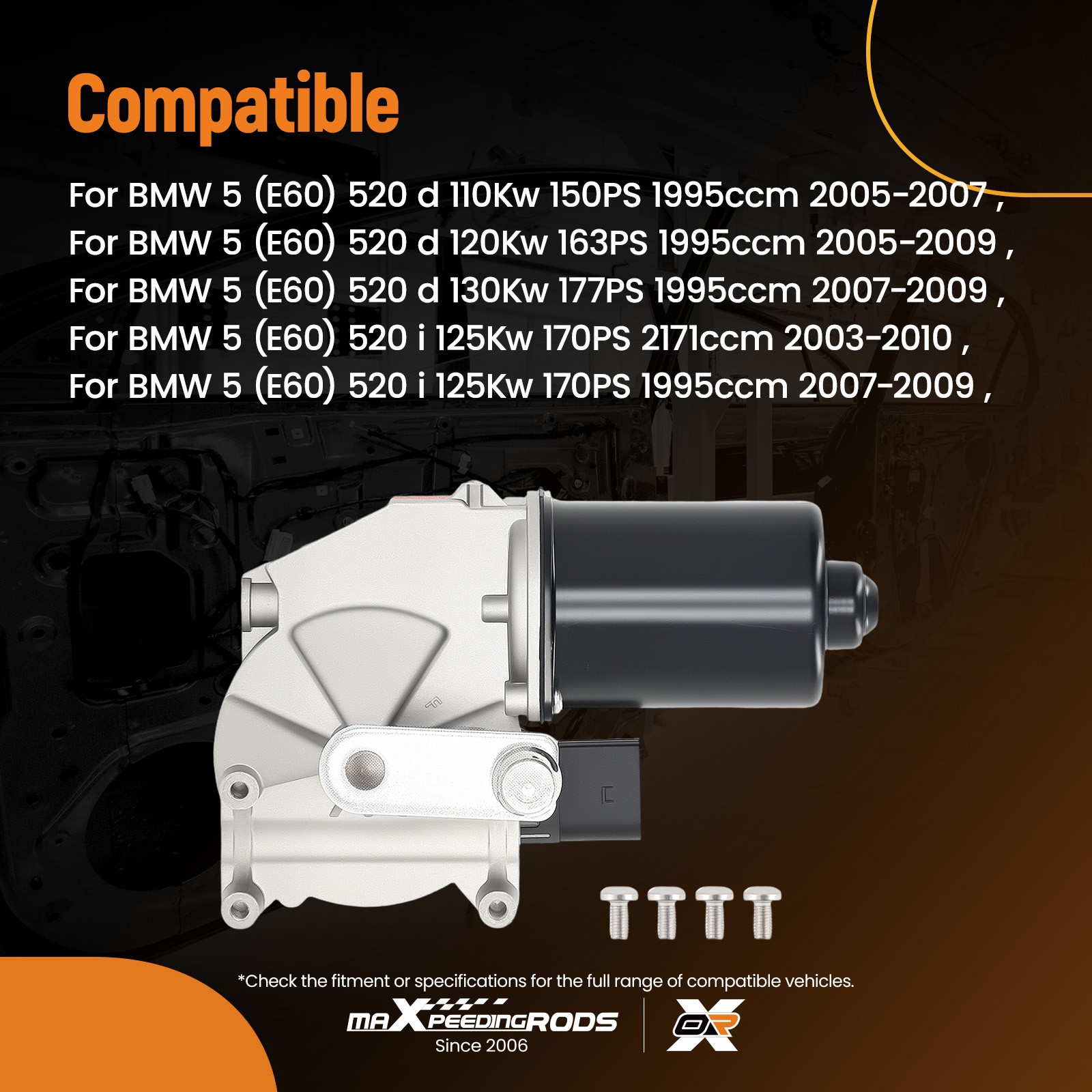 Moteur essuie-glace pour BMW E60 résolvant les pannes d'essuyage sur 520d 150CV