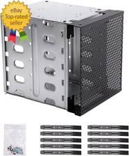 Stainless Steel Hard Drive Cage 5.25" to 5X 3.5" SAS SATA HDD Cage for Computer