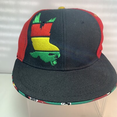 Flow Society Snapback Hat Authentic Lacrosse Gear Lax Rasta Eagle Size M/L EUC