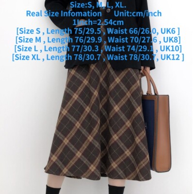 HUSKARY Women’s Plaid Skirt – High Waist A-Line Midi Skirt With Pockets - View #3