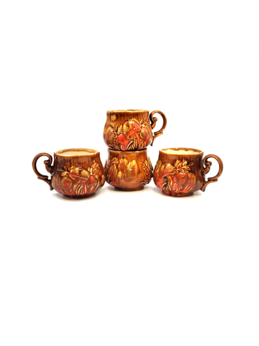 Vintage Ayners Pottery Merry Mushroom Coffee Mugs/Cups Set Of 4 Signed Retro - 第 1/17 張圖片