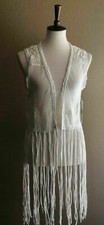 Element Womens Beige Harper Fringe Vest Natural Vest Size M L