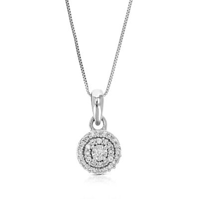 1/16 cttw Lab Created Diamond Fashion Pendant Necklace .925 Silver 2/5 Inch
