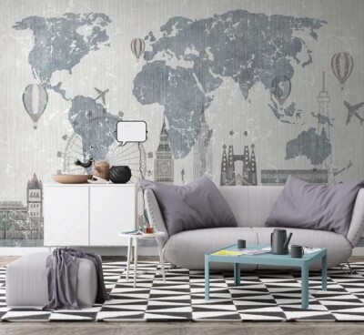 3D Gray Map ZHUA9544  Wallpaper Wall Murals Removable Self-adhesive Ann 24