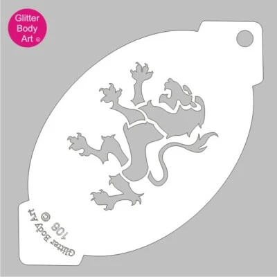 GLITTER BODY ART LTD England Lion Face Paint Stencil 106 - England Rugby, 6 Nations Rugby, Sports