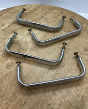 Crome Played Rectangle 4 Drawer Pulls With Screws Mid Century Modern As Is