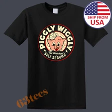 Piggly Wiggly Grocery Store Men's Black Size S to 5XL