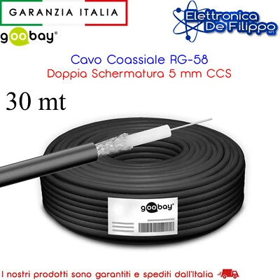 GOOBAY Cavo Coassiale RG-58 Doppia Schermatura 5 mm CCS 30 Metri