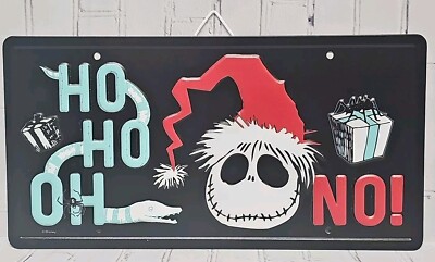 NIGHTMARE BEFORE CHRISTMAS METAL HANGING SIGN LICENSE PLATE JACK HO HO OH NO!