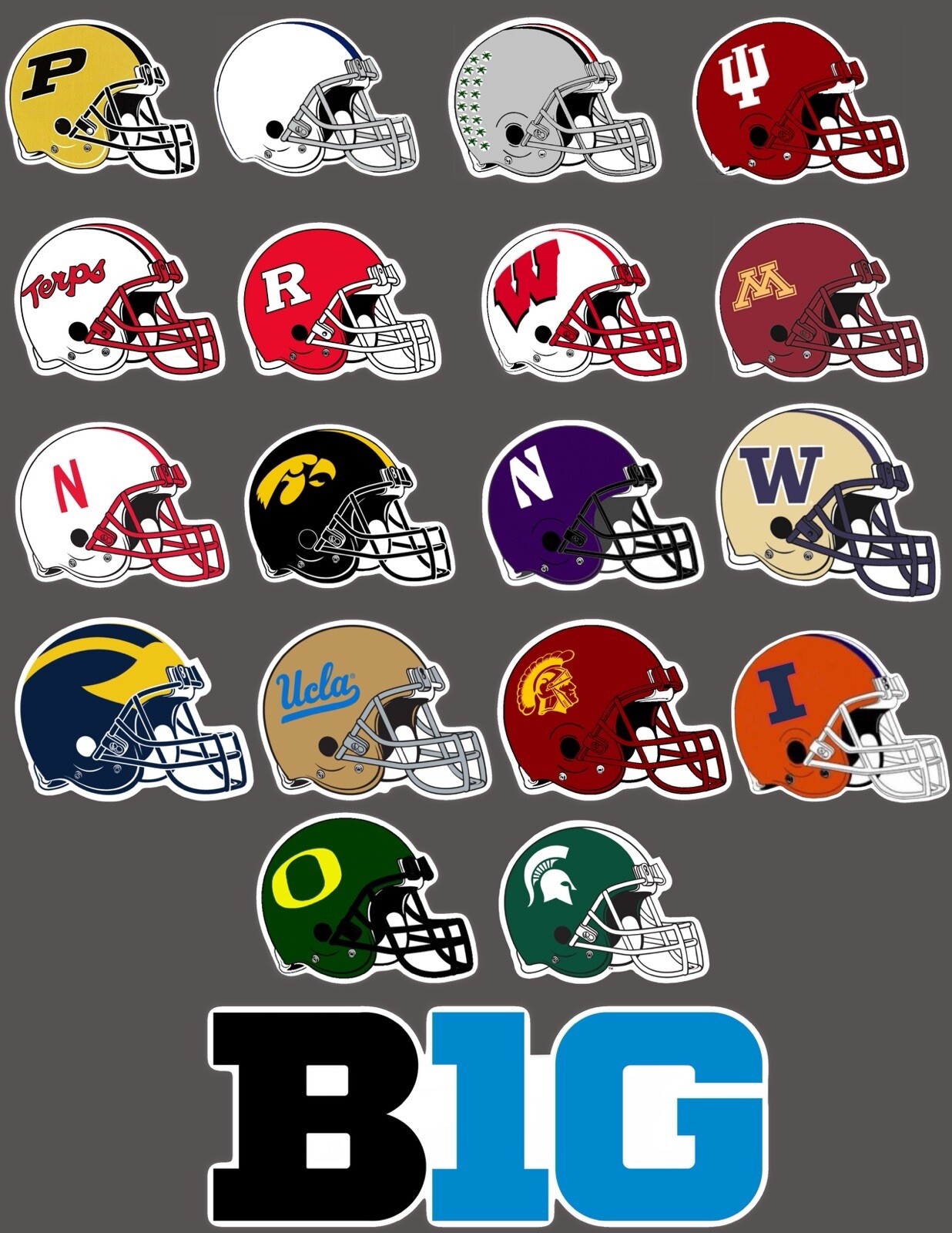 NCAA  Football Big Ten  Mini Helmet Sticker Set
