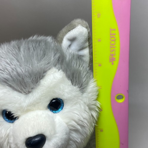 Peluche cane cucciolo Aurora Husky peluche coda glitter pellet sacchetto di fagioli occhio blu - Foto 9 di 10
