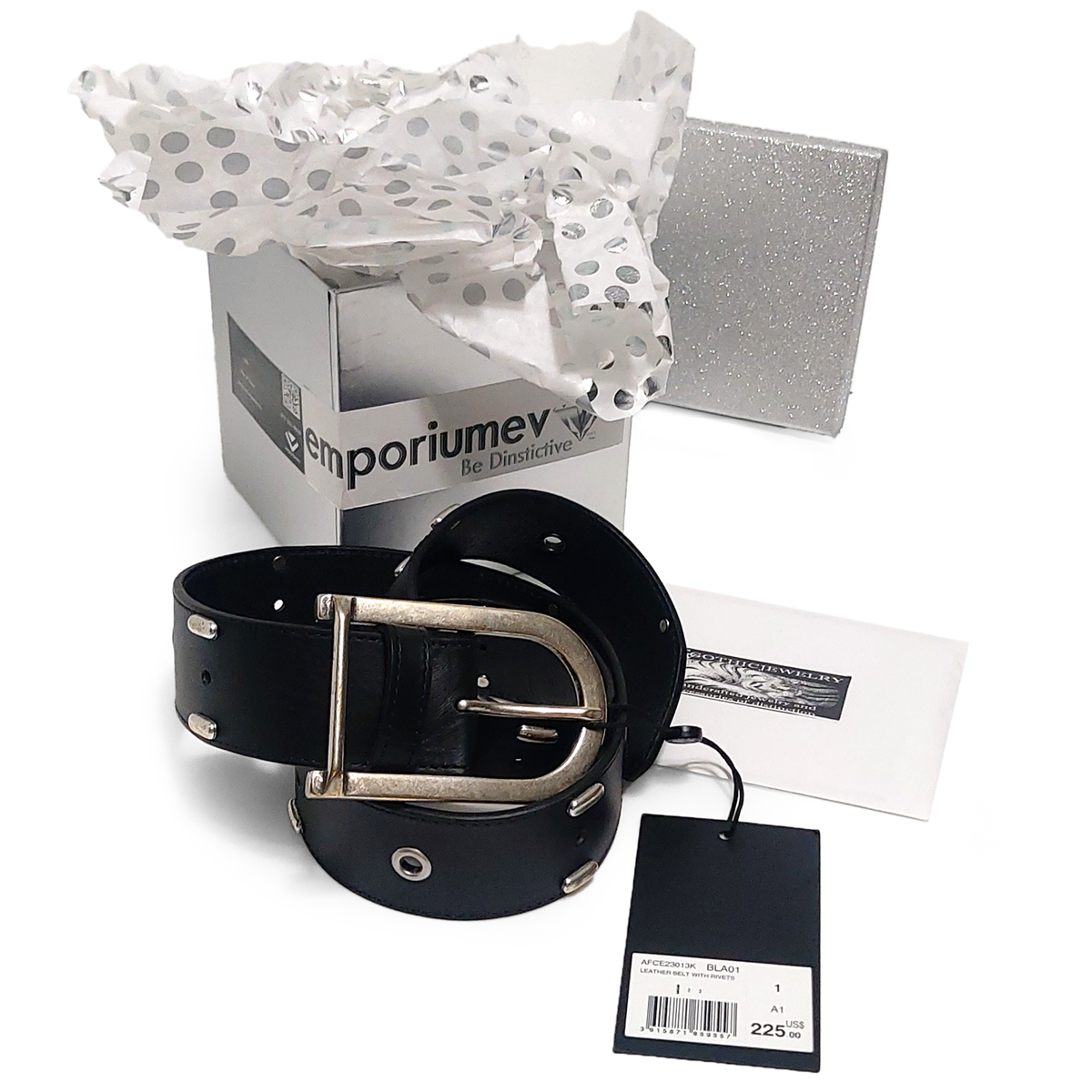 The Kooples Brown leather silver studded thin leather belt Punk Rock size 1 NWT Studded Brown Leather Belt Steampunk Rock Goth Meatl Thrash  main image 2