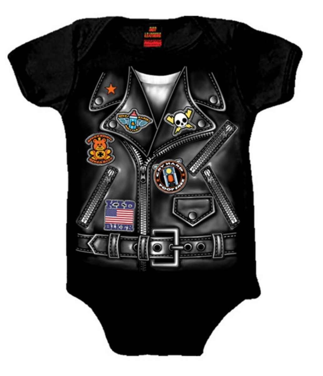 Motorcycle Leather Jacket Baby Boy Creeper Black Piece Newborn