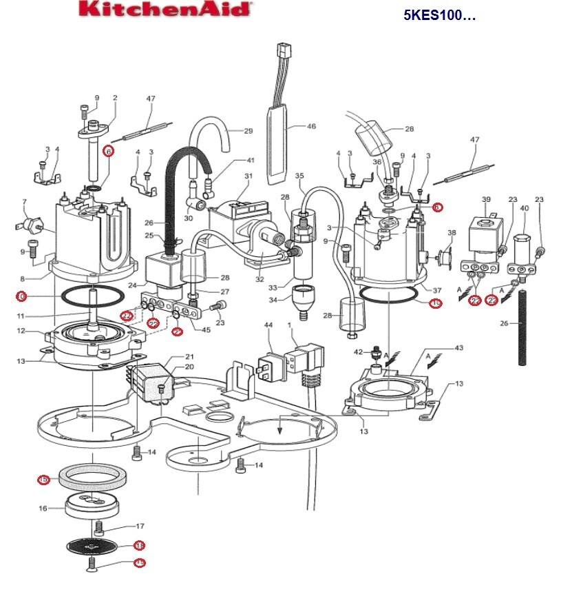 KitchenAid Artisan 5KES100 Kit Completo Riparazione Caff&egrave; 16x O