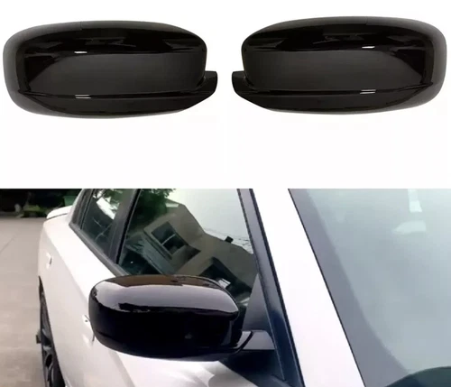 Driver Passenger Side Mirror Cover 2011-2020 2021 Dodge Charger Gloss Black Set