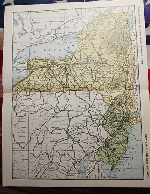  1898 Dated Railroad Map NEW YORK NY NEW JERSEY  Train Route Lines Station 11X9''