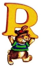 rabbit letter R fabric applique iron on silly not embroidered 4 inch 1pc new