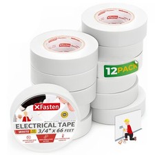 Electrical Tape White 3/4 Inch x 66 Feet 12-Pack 792 Feet Total UL/CSA Listed...