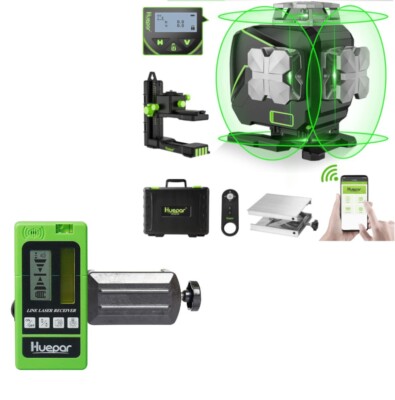 Huepar S04CG 4D Kreuzlinienlaser mit Neu Haterung Set mit Empfänger LR-5RG