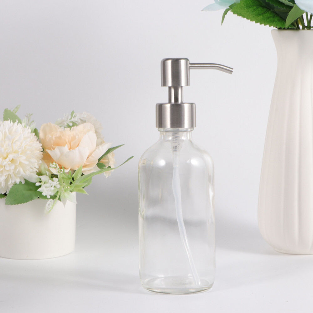 230ml Glass Soap Dispenser Refillable Squeeze Bottle for Lotions & Oils