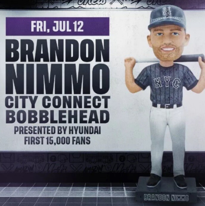 2024 NY Mets Brandon Nimmo SGA Bobblehead City Connect 7/12