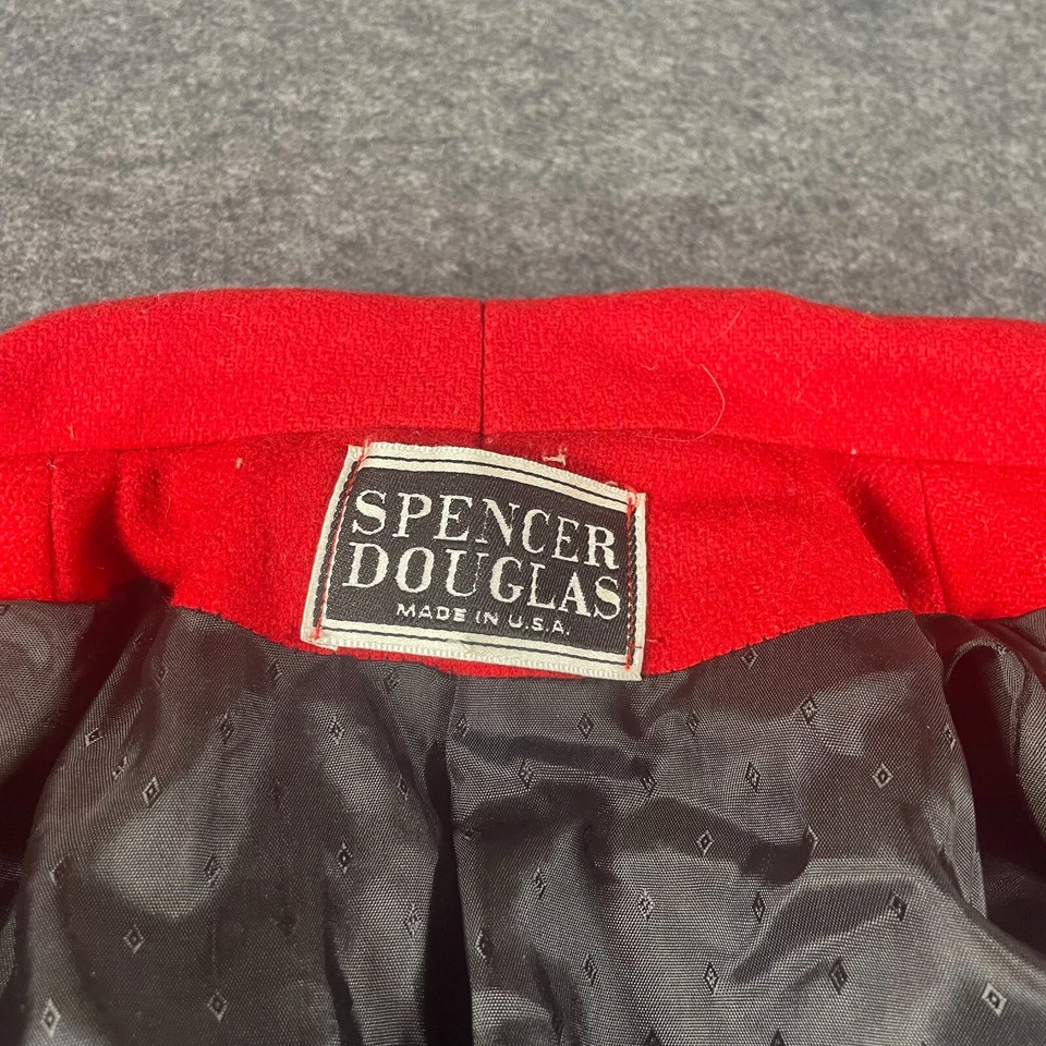 VTG Spencer Douglas Coat Women's Large Red Silver Buttons Lined Pockets Wool - Image 3 of 4