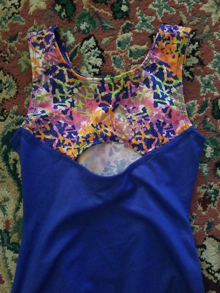 Estilo Libre DANSKIN Niñas Baile Leotardo Ballet Tap Gimnasia Azul Multi Talla 6/6X Foto 4 de 4