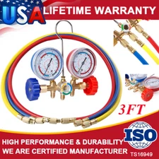 3FT Diagnostic Manifold Freon Gauge Set for A/C Charging Service Air Conditioner