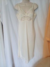 Vintage Shadowline Full Slip Nude Color Nylon Lace Sz 34 USA Pristine