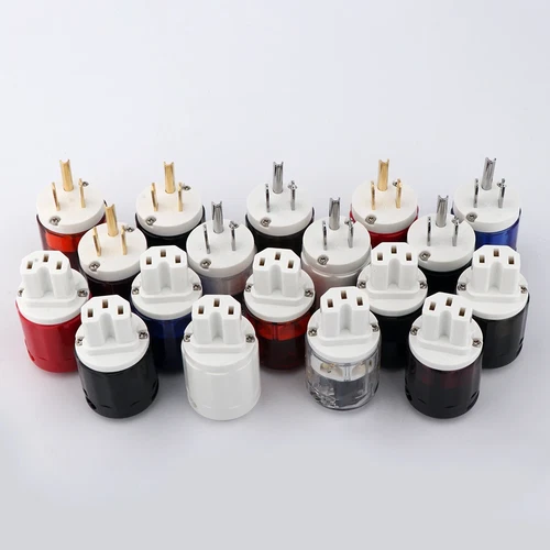 Paar Gold/Rhodiniert US AC Audio Netzstecker IEC C15 HiFi Stromkabel Stecker - Bild 3 von 31