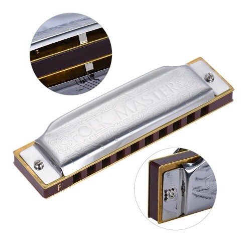 1072-C Folkmaster Standard 10-Hole Diatonic Harmonica Key of C 20 Tone Beginner - Picture 11 of 22