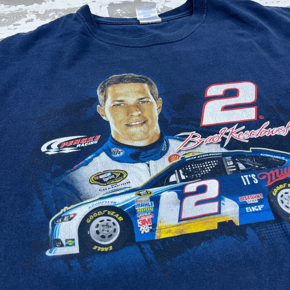 Vintage Nascar Shirt Men Large Tee Brad Keselowski Racing Millar Lite Ford Y2K - Image 4 of 4