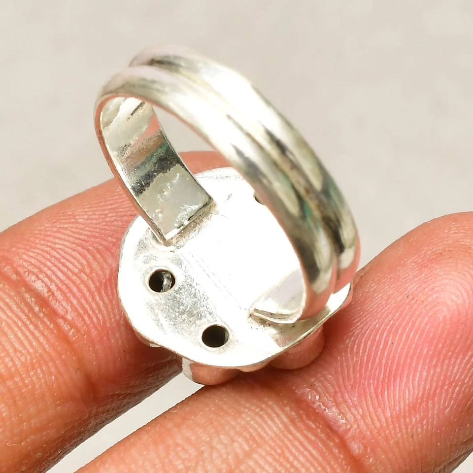 Anillo de joyería de plata esterlina 925 hecho a mano con piedras preciosas... - Imagen 4 de 4