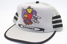 VTG 3 Stripe Trucker Snapback Hat USA Werner Ladder Paint Gorilla Gunther Mascot