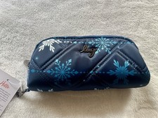 Lug Bobsled Snowflake Navy Print Quilted Zipped Eyeglass Case NWT