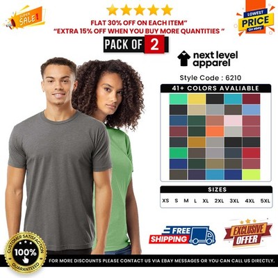 2 Pack Of Next Level Apparel N6210 Unisex CVC Premium Soft Tee Crewneck T-Shirt