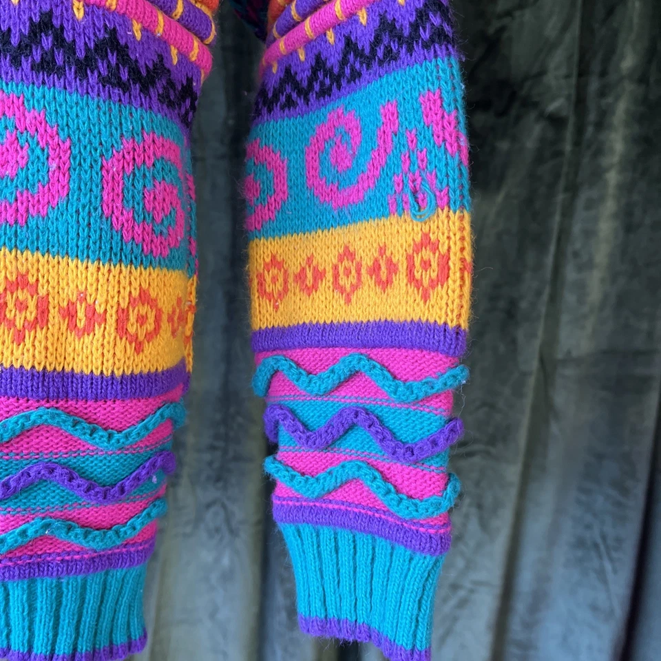 Винтажный Coogi стиль пуловер свитер многоцветный маленький женщин или молодежи 10/12 - Изображение 4 из 4