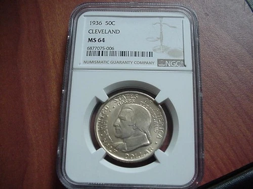 1936 CLEVELAND CENTENNIAL US COMMEMORATIVE HALF DOLLAR MS 64 NGC NICE COIN