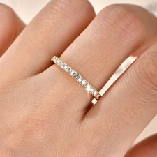Full Eternity Band Ring + Box 925 Sterling Silver Moissanite Sparkly Gold Band