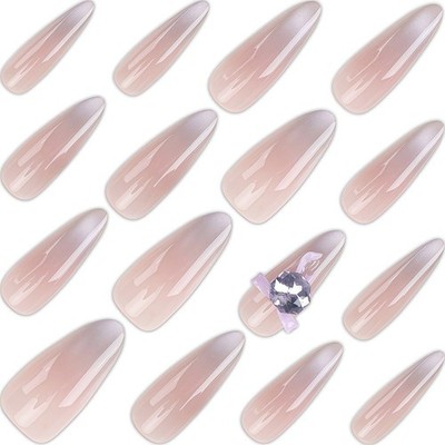 Cat Eye For für french Gradient Press On Nails Purple Glitter Sparkle Finish