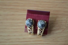 4.40ct UV Play Yooperlite J Hoop Earrings 18k YG Plated over Sterling Silver