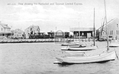Nantucket & Sconset Limited Express Train At Dock Massachusetts MA - Reprint