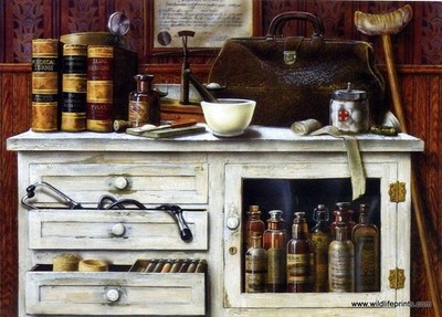 Old Time Remedies By Doug Knutson Old Time Doctors office  Print  14'' x 10''