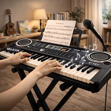 61-Key Electronic Piano Keyboard Set Built-In Mic Music Sheets