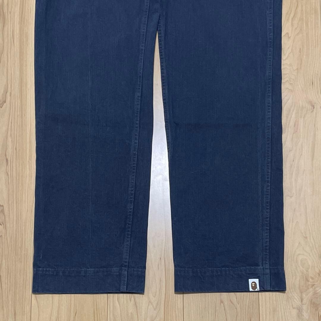 A Bathing Ape BAPE Cotton Herringbone Straight Cargo Pants Navy XL BA0226131 thumbnail 4