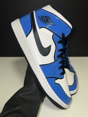   Nike Air Jordan 1 Mid Signal Blue SIZE 10 | Retro High Royal White Union Black