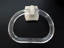 Vintage Ceramic Lucite Bathroom Towel Ring Holder MCM Ceramic Off White HTF NOS