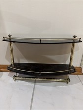 MCM RETRO 60  s 2 Tier Wall Shelf Towel Bar Vanity Bath Room In Black ,Gold