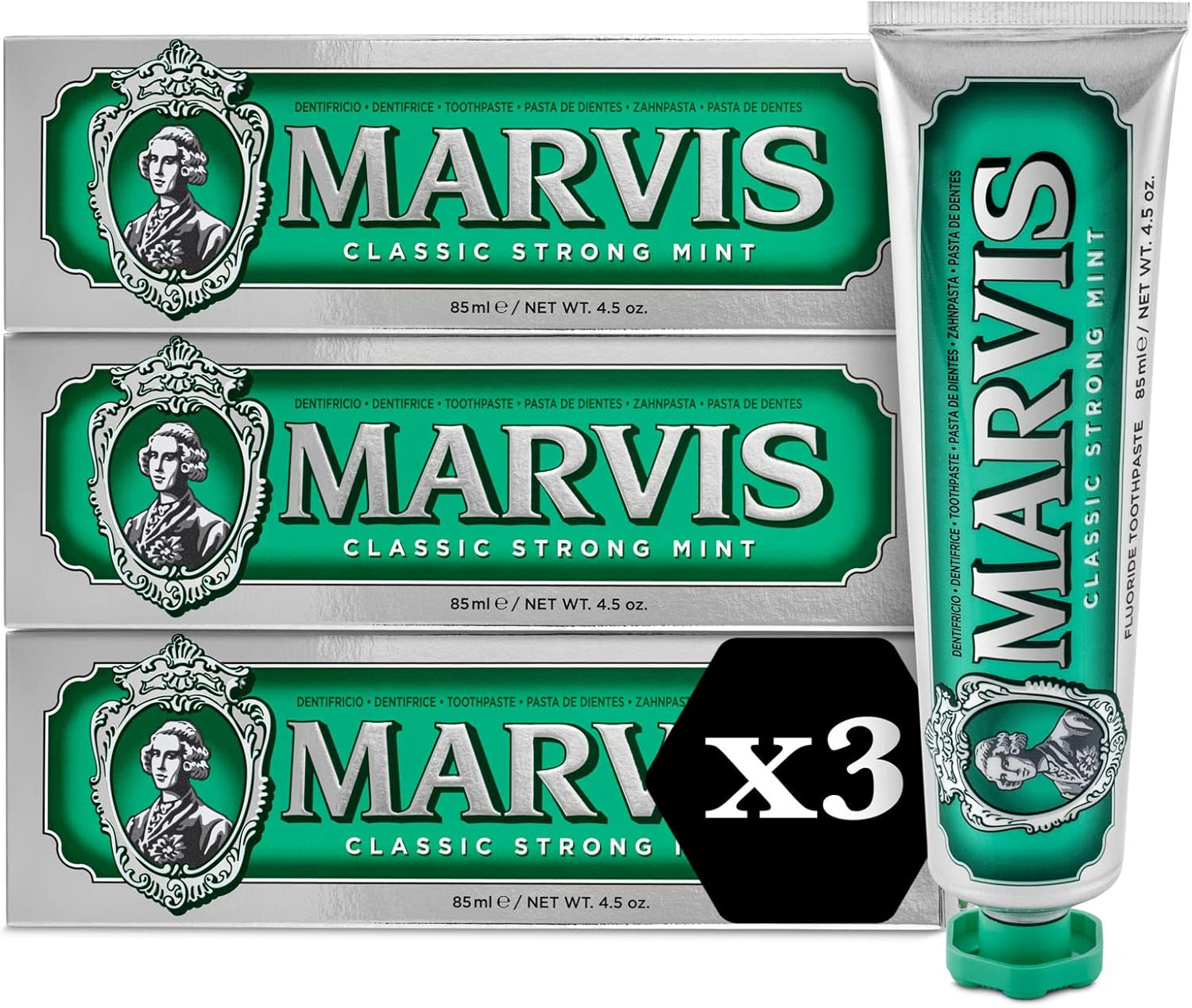 Classic Strong Mint Dentifricio, 3 × 85 Ml, Dentifricio Con Garanzia Di Esperien