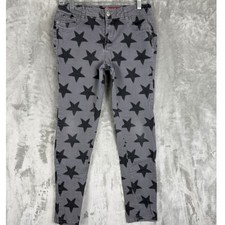 Bongo Girls Skinny Jeans Gray Black Star Print Size 16 Kids